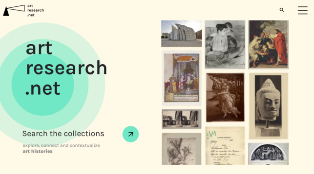 Screenshot der Startseite von artresearch.net