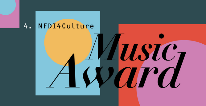 Illustration für den 4. NFDI4Culture Music Award mit bunten geometrischen Formen. CC0 Creator: Sarah Pittroff