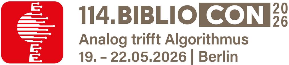 Logo der 114. BiblioCon 2026 "Analog trifft Algorithmus", 19.–22.05., Berlin